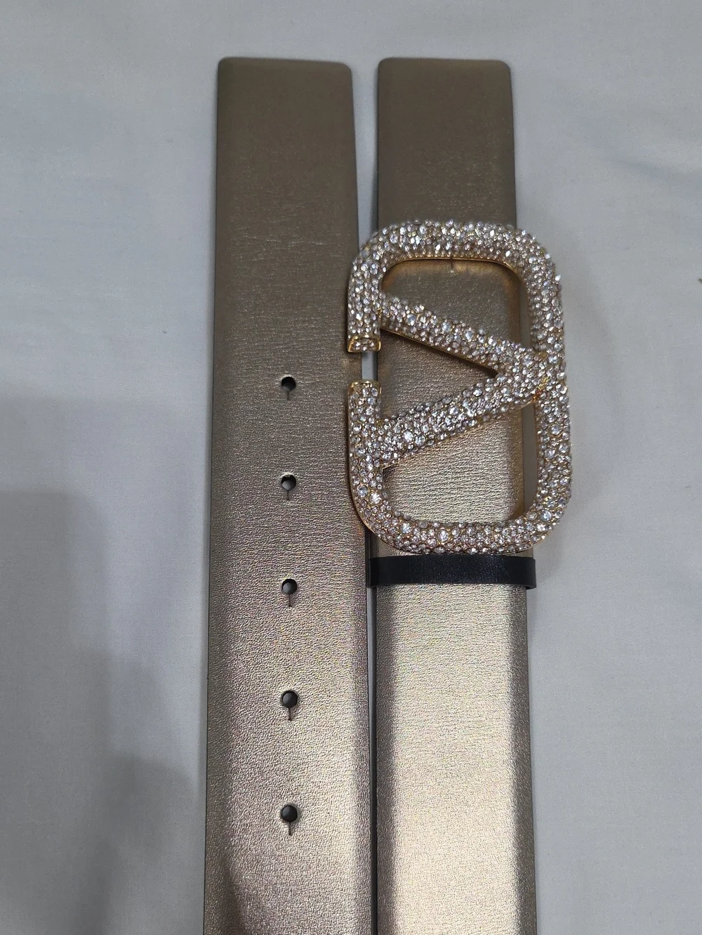 Valentino Garavani Reversible Gold Black Belt Studded Gold Buckle
